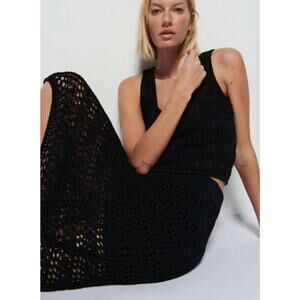 Nation LTD Driana Crochet  black midi skirt size M